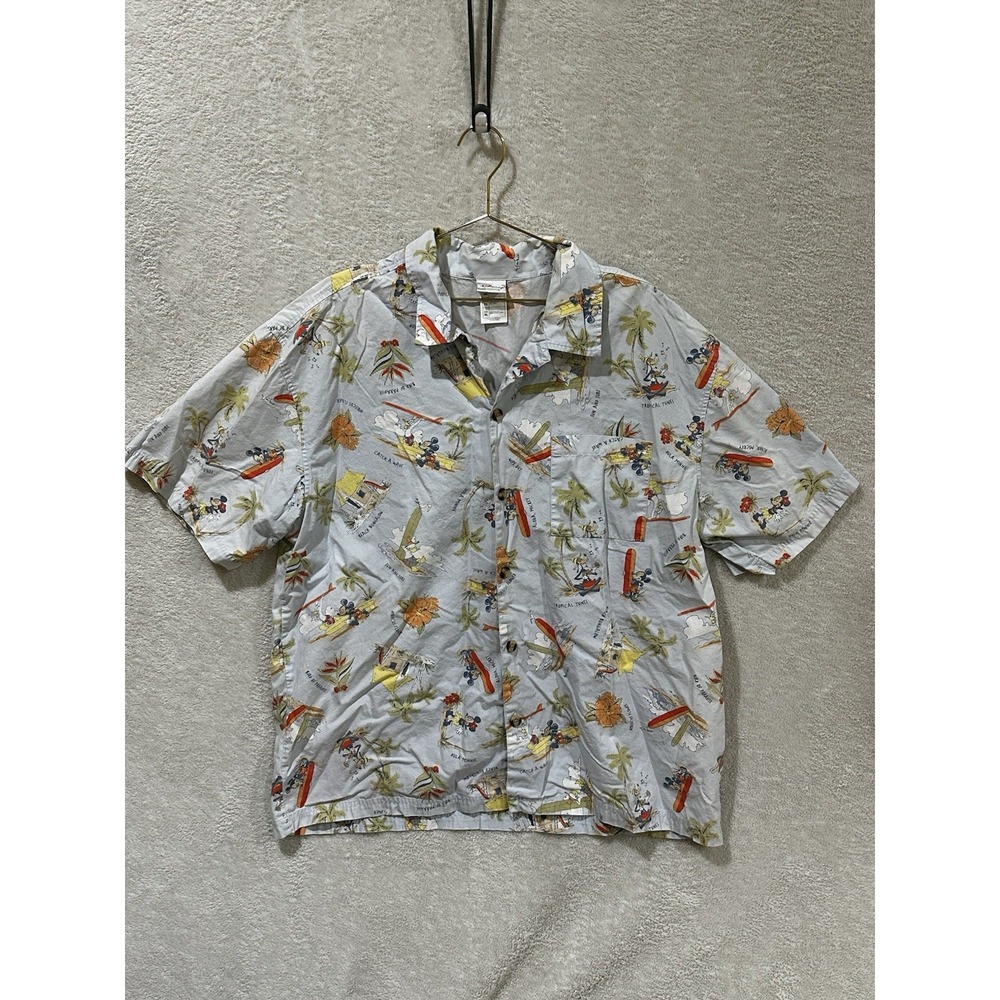 Disney‎ Shopping Mens Hawaiian Shirt Size (XL)  Mickey Surfer Hula Minnie Beach